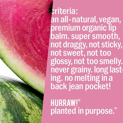 Hurraw! Lip Balm Bundle - Staff Favorites 4-Pack with Chocolate Mint, Watermelon, Vanilla Bean & SPF 15 - Organic Vegan Lip Care