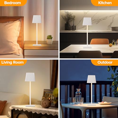 Cordless Table Lamp 4 Pack - Rechargeable Battery, Adjustable Heights, Waterproof, Touch Dimming, White
