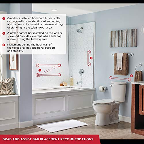 18-Inch Modern Decorative ADA Grab Bar - Polished Chrome, Wall Mount