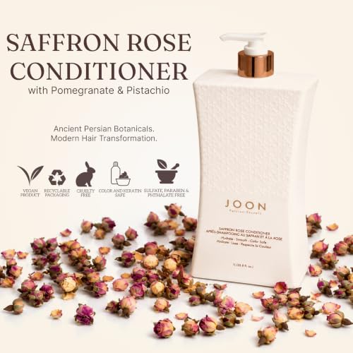 Joon Saffron Rose Conditioner 33.8 Fl Oz with Pomegranate & Pistachio Oil – Nourishing Hair Treatment for Color-Treated & Damaged Hair