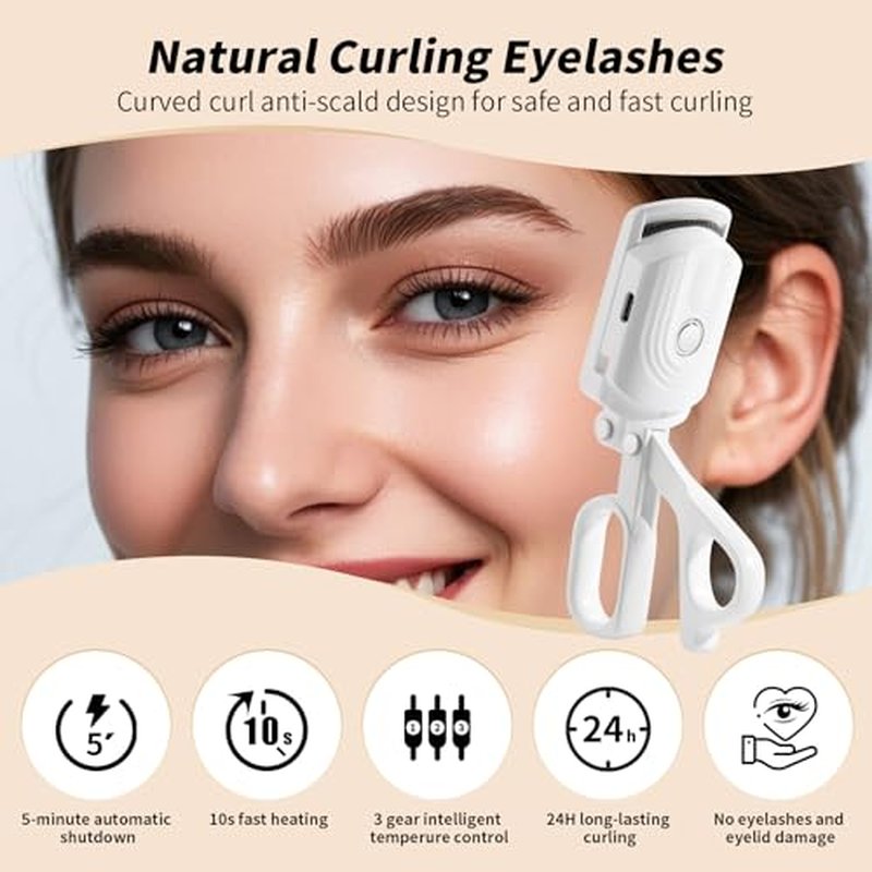 docolor Heated Eyelash Curler fast heat up within 10s, 24 hours long lasting Electric Eyelash Curler 3 Temperature Modes with USB Rechargeable safe lash curler quick natural curling eye lashes