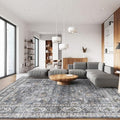 Large Washable Non-Slip Vintage Area Rug 8x10 - Grey, Boho Style