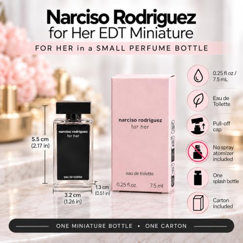 Narciso Rodriguez for Her Eau de Toilette Mini Splash 0.25 Fl Oz – Travel Size Perfume