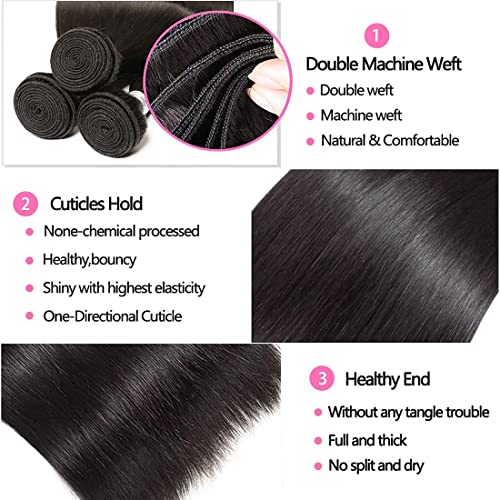 Brazilian Virgin Straight Hair Bundle - 18 Inch Unprocessed Human Hair Weave