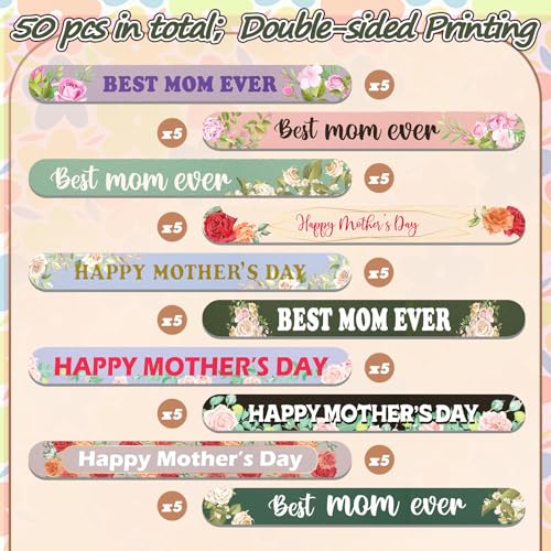Therwen 50 Pcs Mother's Day Nail Files Set, EVA Floral Double-Sided Manicure & Pedicure Tools
