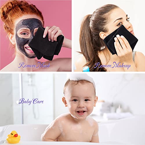 48 Pcs Black Microfiber Makeup Remover Towels - 12x12 Inch Reusable Face Cloths, Pack of 2