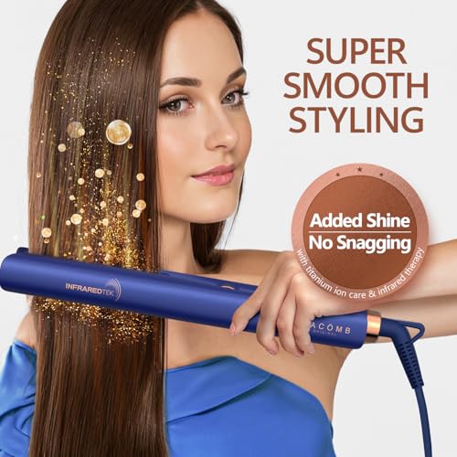 Titanium Flat Iron Hair Straightener 1 Inch with Infrared & Digital Temp Control