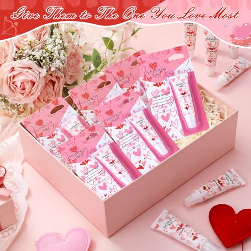 Leelosp 24 Pcs Valentine's Day Lip Balm Galentine's Gifts Bulk Honey Vanilla Lip Balm Conversation Heart Hydrating Natural for Dry Cracked Lips Women Valentines Gifts Bulk for Her