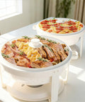 IMACONE White Maifanite-Coated Chafing Dishes Set of 2, 6QT Buffet Serving Warmers