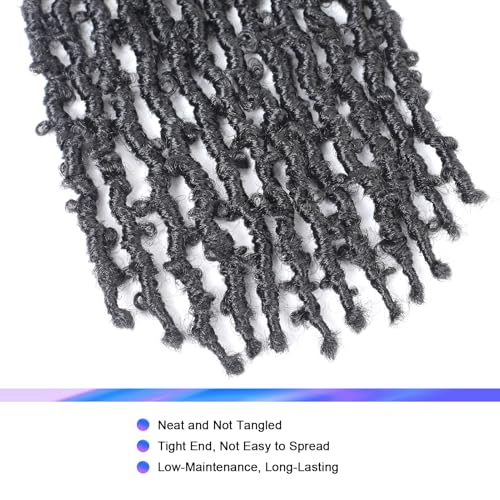 10 Inch Butterfly Locs Crochet Hair - Natural Black, 6 Packs, Style Variation 1B