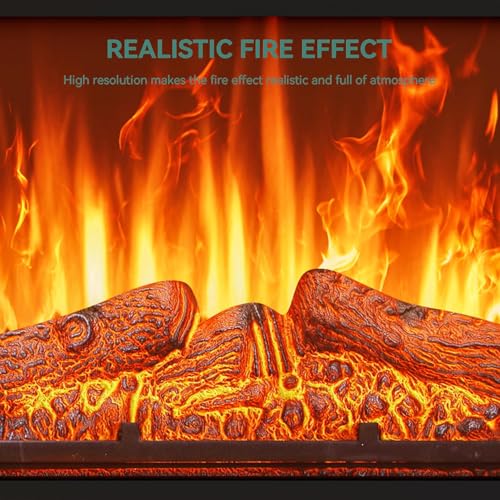 24-Inch Electric Fireplace Insert with Remote Control and Log Set - Adjustable Heat & Flame