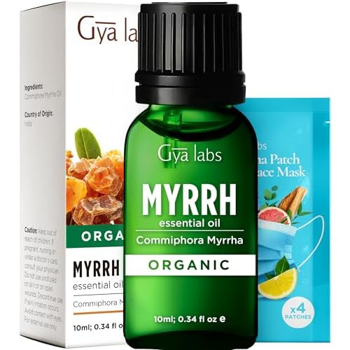Organic Myrrh Oil for Skin (0.34 fl oz) & Jojoba Oil for Hair (3.4 fl oz) Set - Aromatherapy Grade Essential Oils Set - Gya Labs