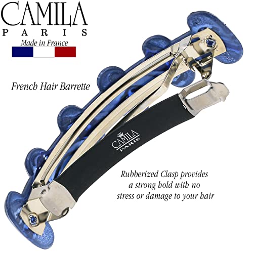 Dark Blue French Hair Barrette Clip for Thick & Curly Hair - Strong Hold