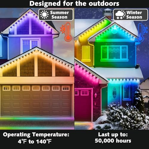 Outdoor RGB LED String Lights Waterproof Smart App Control 200FT