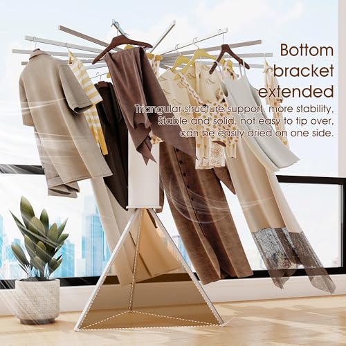BOQORAD Foldable Tripod Clothes Drying Rack with 16 Aluminum Poles, Indoor & Outdoor Laundry Stand
