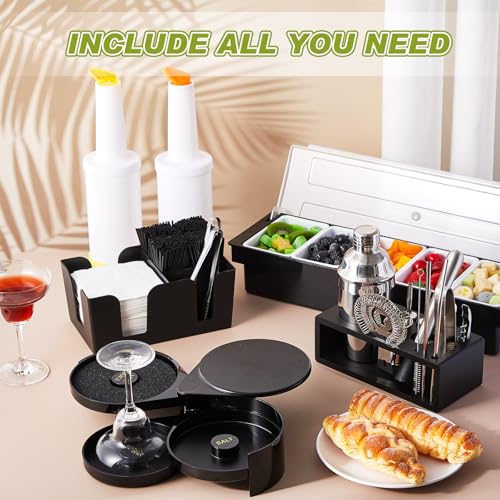 Bar Supplies Kit with Garnish Tray and Cocktail Shaker Set - 5 Compartments