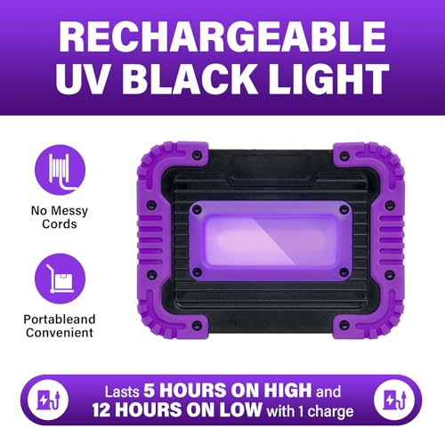 Rechargeable Black Light 395nm Cordless LED UV Light for Neon Glow Party - 4/20W