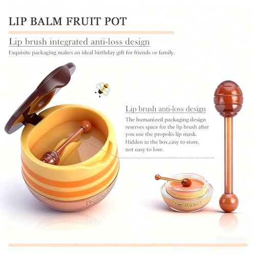 Charm Kiss Bee Lip Balm Lip Mask Set A - 12 Fruit Flavors Honey & Vitamin E
