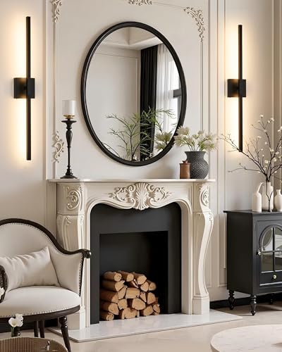 Black Battery Operated Wall Sconce Set of 2 with Remote, 8000mAh, 24 Inch