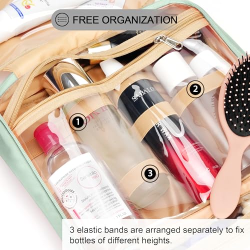 Travel Hanging Toiletry Bag for Women - Green, Large with Jewelry Organizer