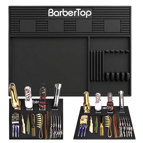 16.5 x 12.6 Inch Magnetic Barber Mat with Anti-Slip Silicone Surface for Tools and Accessories