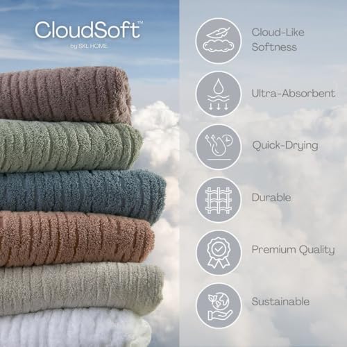 Oatmeal SKL Home CloudSoft 6-Piece Bath Towel Set - Luxury 100% Cotton