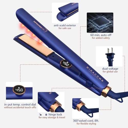 Titanium Flat Iron Hair Straightener 1 Inch with Infrared & Digital Temp Control