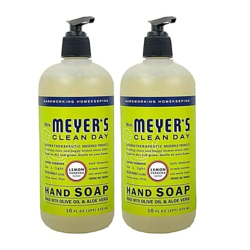 Mrs. Meyer's Lemon Verbena Liquid Hand Soap, Cruelty-Free and Hand Wash Formula Made with Essential Oils,16 oz. (Pack of 2)