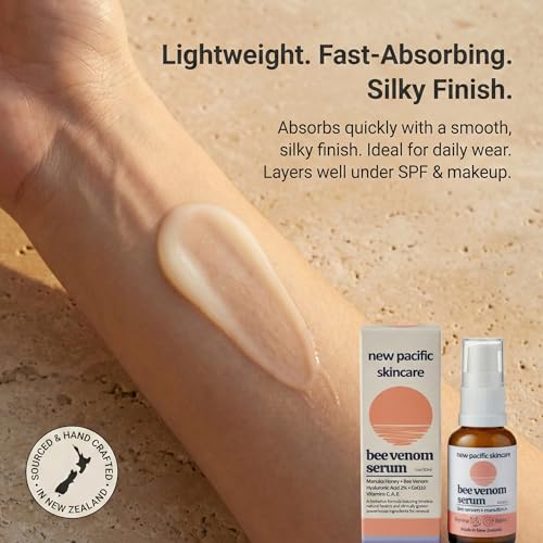 Bee Venom & Manuka Honey 45+ MGO Serum with Retinol - Firming, Anti-Wrinkle Face Serum with Hyaluronic Acid & Vitamin C, 1oz - New Pacific Skincare