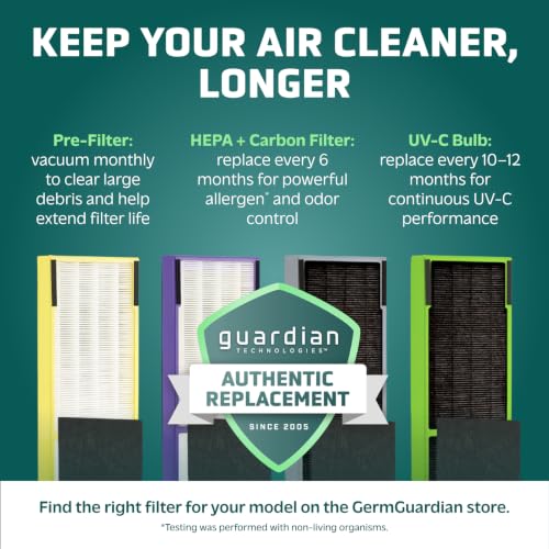 GermGuardian HEPA Tower Air Purifier - 22 Inch, Black - Large Room
