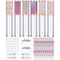 AMORIX 72pcs 5ml Diamond Lip Gloss Tubes With Wand - Empty Rhinestone Containers, Crystal Bottles, Supplies Kit - 4 Syringes + Labels for DIY Base