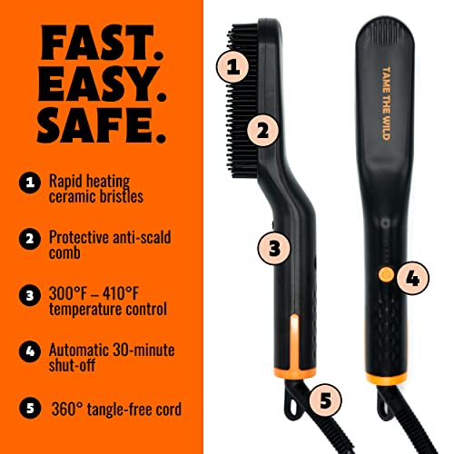 Tame the Wild 6-Piece Premium Beard Grooming Kit with Heated Brush & Accessories