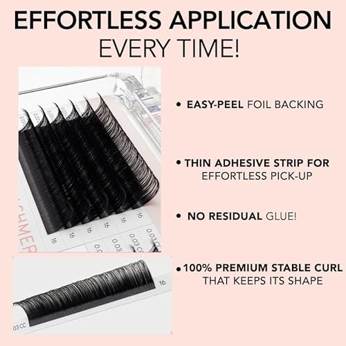 KIARA SKY LASH Premium Cashmere Easy Fan Lash Extensions | Soft Semi-matte natural finish | Fans like Butter | For Professional Eyelash Extensions Use Only | Black, (C-0.07-9MM)