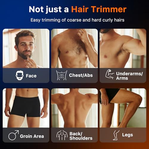 Manscape Body Hair Trimmer H6 One MagBlade Pro for Sensitive Skin, Built-in Dual LED Light, Waterproof Wet/Dry Groomer, USB-C Rechargeable, Full-Body Grooming for Chest and Legs, Black