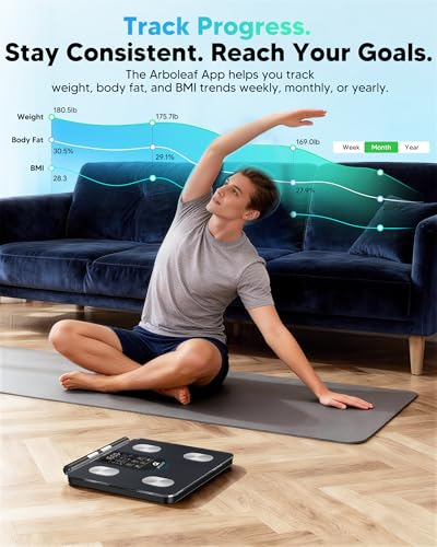 Arboleaf Smart Body Scale with Handle - Dark Blue 8-Electrode Full-Body Analysis