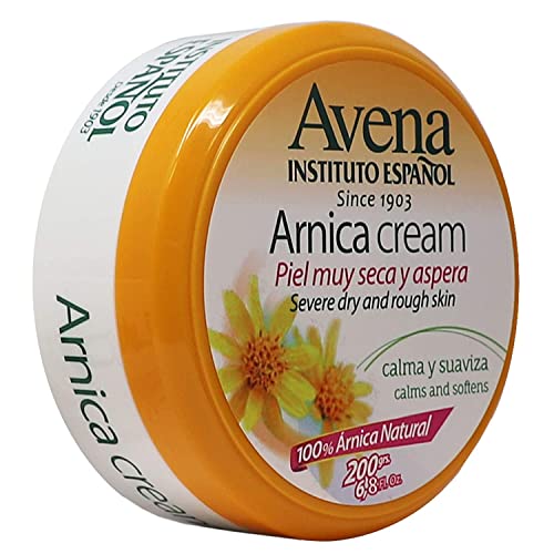 Avena Instituto Espanol Arnica Cream, Severe Dry and Rough Skin, Calms and Softens, 100% Natural Arnica, 2-Pack of 6.8 FL Oz each, 2 Jars
