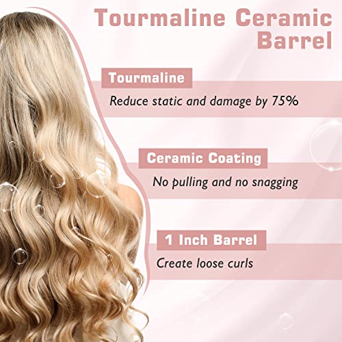 Hoson 1 Inch Curling Iron Dual Voltage Rose Gold for Loose Curls