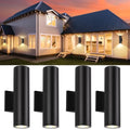 4-Pack 14-Inch Waterproof Outdoor Wall Light Fixtures - Modern Matte Black Porch Lights with Cylindrical Aluminum Body