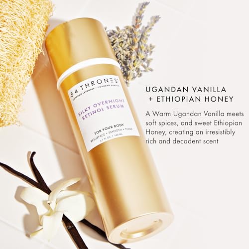 54 Thrones Silky Overnight Retinol Body Serum, Retinol Serum for Face and Body, Skin Care for Women, Infused with Egyptian Luffah Oil, Magnesium and Melatonin