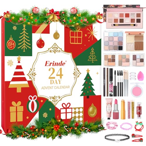 Erinde Makeup Advent Calendar 2025, 24 Days Christmas Gift Makeup Set for Teen Girls & Women, 2025 Xmas Holiday Countdown Calendar Beauty & Cosmetics Holiday Surprise Make Up Gift Kits for Women
