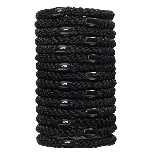 L. Erickson Black Hair Ties for Thick Hair, Grab & Go Pony Tube, 15 Pack, Black Pack, Thick No-Crease Bands with Strong Hold, Damage-Free Design, Sleek Everyday Style