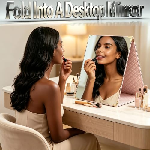 Travel Foldable Full Length Mirror - Portable Shatterproof 2-in-1 Makeup & Full-Body Reflector