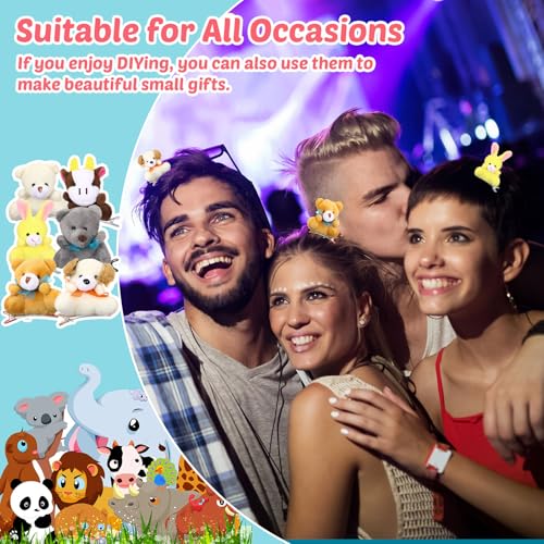 30 Pcs Plush Animal Hair Clips - Rave Trinkets for Festivals & Parties - Variation: Animal