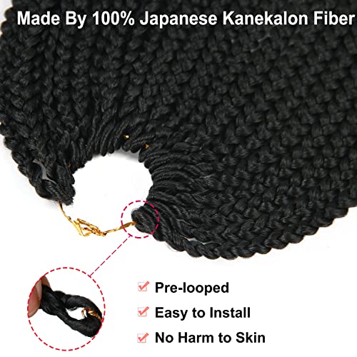ROSESSEA 20 Inch Crochet Box Braids Hair - 144 Roots/Pack, 6 Packs, 1B#