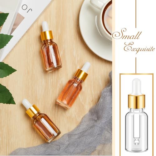 Mini Glass Oil Dropper Bottles Set 15ml Champagne Gold - 200 Pack