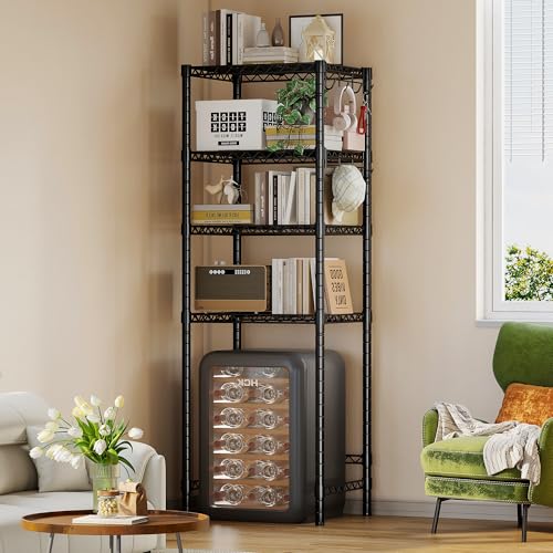 Homeiju 4-Tier Mini Fridge & Microwave Stand Adjustable Heavy Duty Metal Shelves