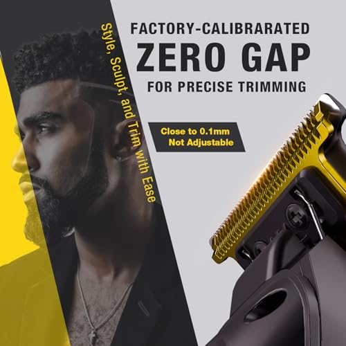 SUPRENT Hair Trimmers for Men - Electirc Cordless Beard Hair Trimmer with LED Display, High-Performance Rechargeable Zero-gapped Trimmer for Home Use with Titanium Blades (Black)