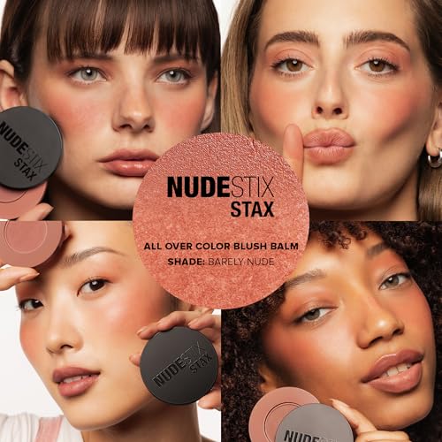 Nudestix STAX All Over Color Blush Balm Barely Nude - Multi-Use Cream Blush for Cheeks, Eyes & Lips