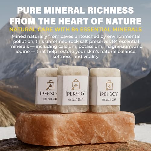 Natural Salt Soap Bar ? Purifying and Exfoliating Organic Unscented Bar Soap for Men & Women ? Pure Mineral Rock Salt Soap for Gentle Skin Care and Odor Control (Salt (4 Pieces))