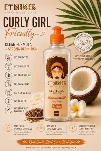 Etniker Hydrating Curl Defining Gel for Wavy & Curly Hair, Soft Hold, No Flakes, 10 oz